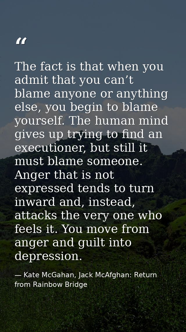 The fact is that when you admit that you can’t blame anyone or anything else, you begin to blame yourself. The human min — Kate McGahan, Jack McAfghan: Return from Rainbow Bridge