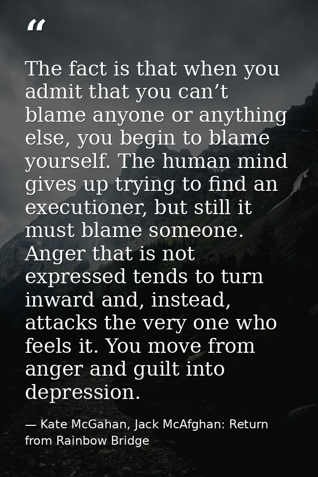 The fact is that when you admit that you can’t blame anyone or anything else, you begin to blame yourself. The human min — Kate McGahan, Jack McAfghan: Return from Rainbow Bridge