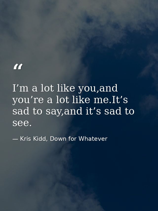 I’m a lot like you,and you’re a lot like me.It’s sad to say,and it’s sad to see. — Kris Kidd, Down for Whatever