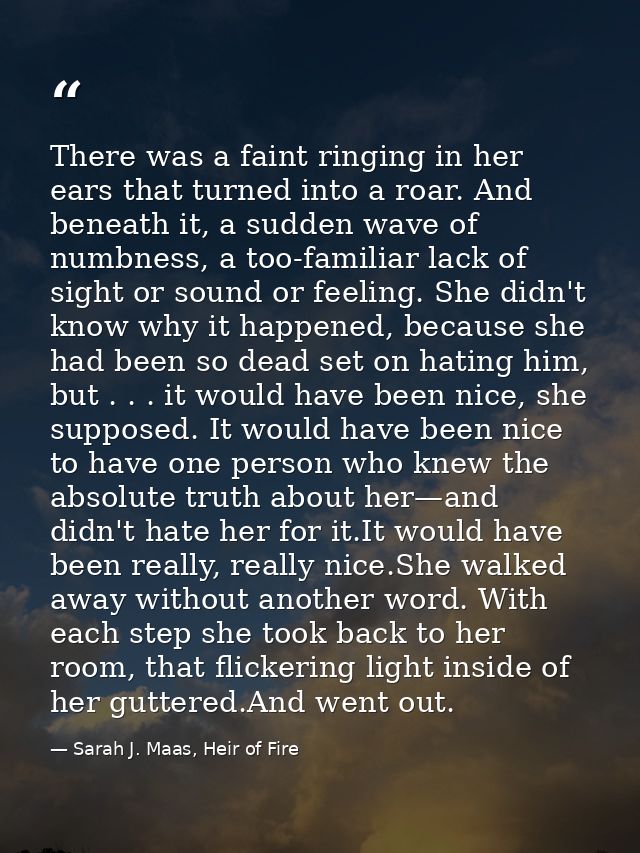 There was a faint ringing in her ears that turned into a roar. And beneath it, a sudden wave of numbness, a too-familiar — Sarah J. Maas, Heir of Fire
