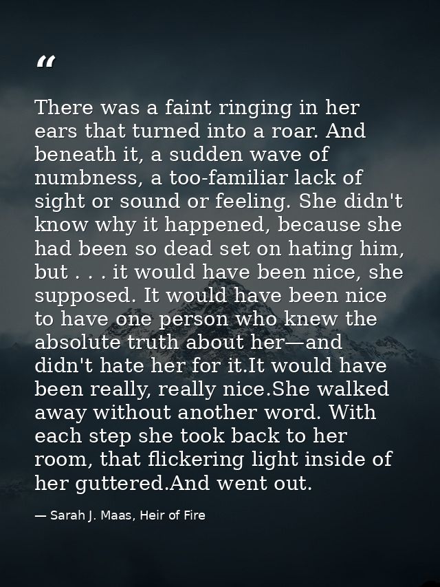 There was a faint ringing in her ears that turned into a roar. And beneath it, a sudden wave of numbness, a too-familiar — Sarah J. Maas, Heir of Fire