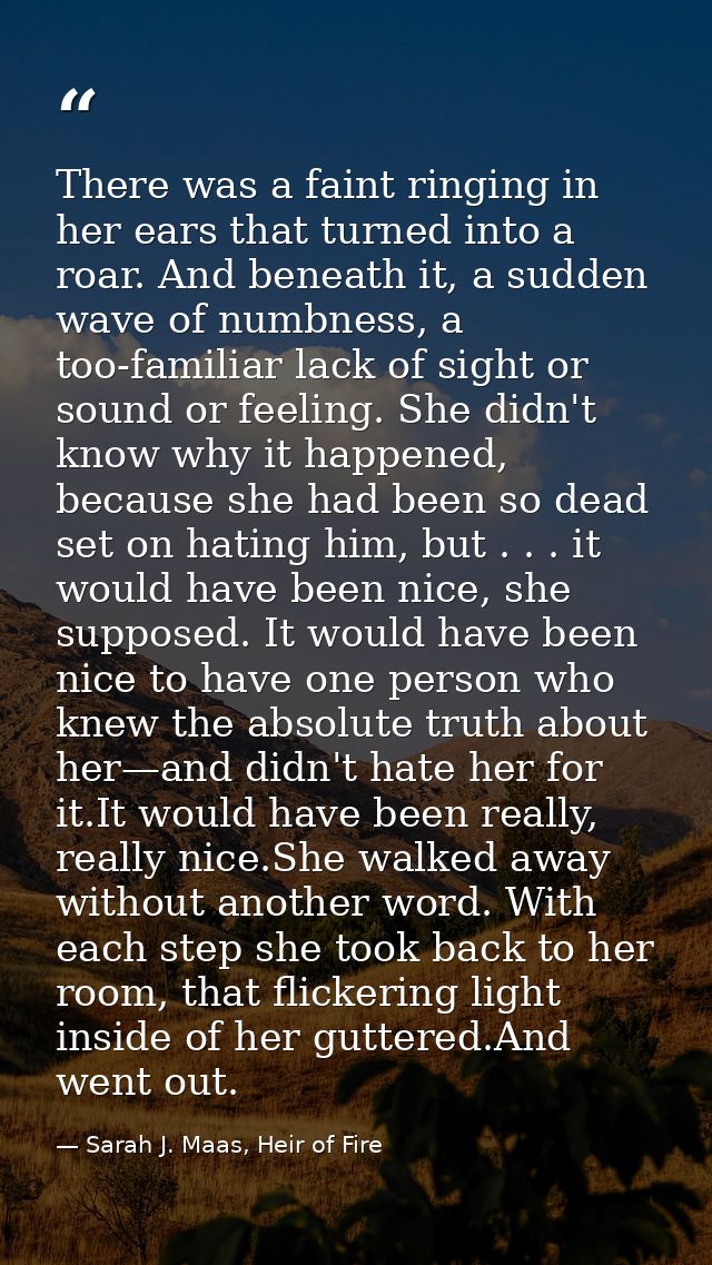 There was a faint ringing in her ears that turned into a roar. And beneath it, a sudden wave of numbness, a too-familiar — Sarah J. Maas, Heir of Fire