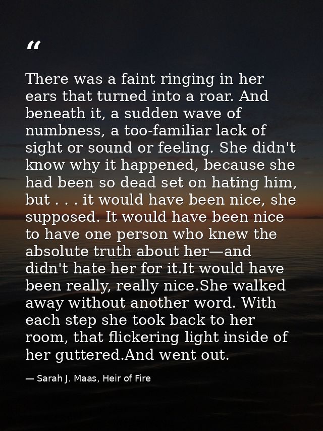 There was a faint ringing in her ears that turned into a roar. And beneath it, a sudden wave of numbness, a too-familiar — Sarah J. Maas, Heir of Fire