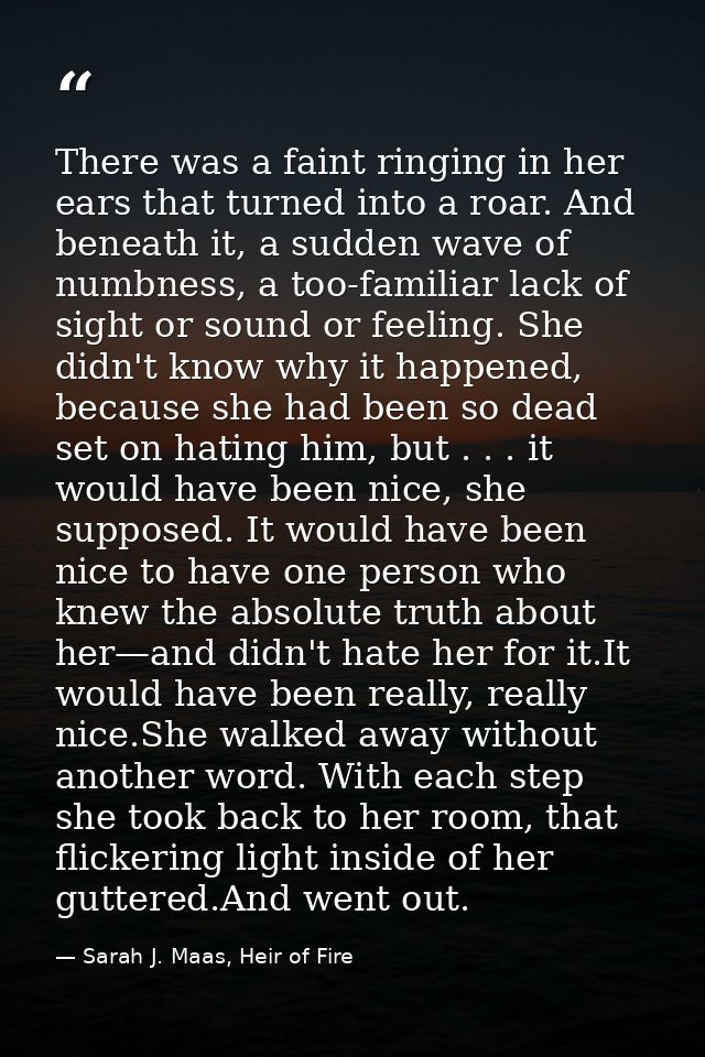 There was a faint ringing in her ears that turned into a roar. And beneath it, a sudden wave of numbness, a too-familiar — Sarah J. Maas, Heir of Fire