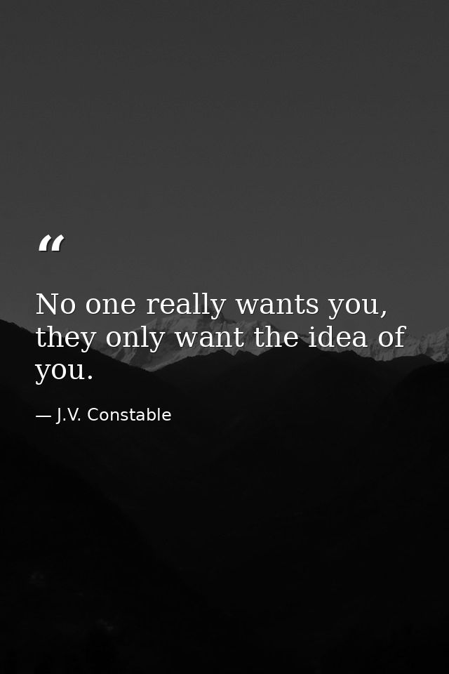 No one really wants you, they only want the idea of you. — J.V. Constable