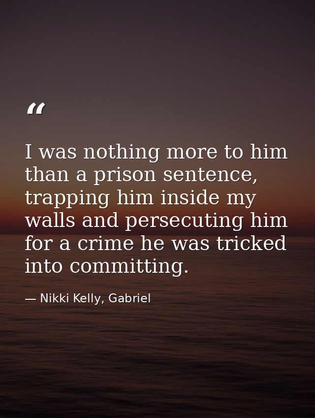 I was nothing more to him than a prison sentence, trapping him inside my walls and persecuting him for a crime he was tr — Nikki Kelly, Gabriel