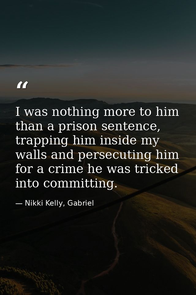 I was nothing more to him than a prison sentence, trapping him inside my walls and persecuting him for a crime he was tr — Nikki Kelly, Gabriel