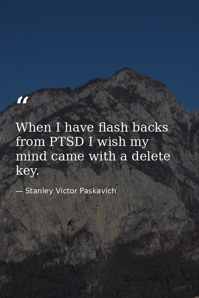 When I have flash backs from PTSD I wish my mind came with a delete key. — Stanley Victor Paskavich