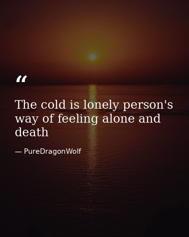 The cold is lonely person's way of feeling alone and death — PureDragonWolf