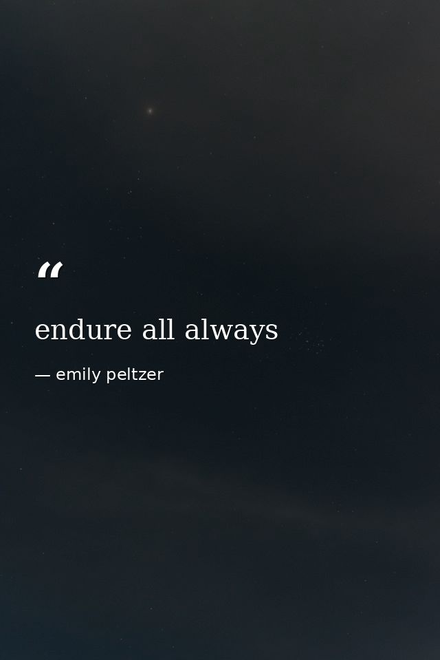 endure all always — emily peltzer