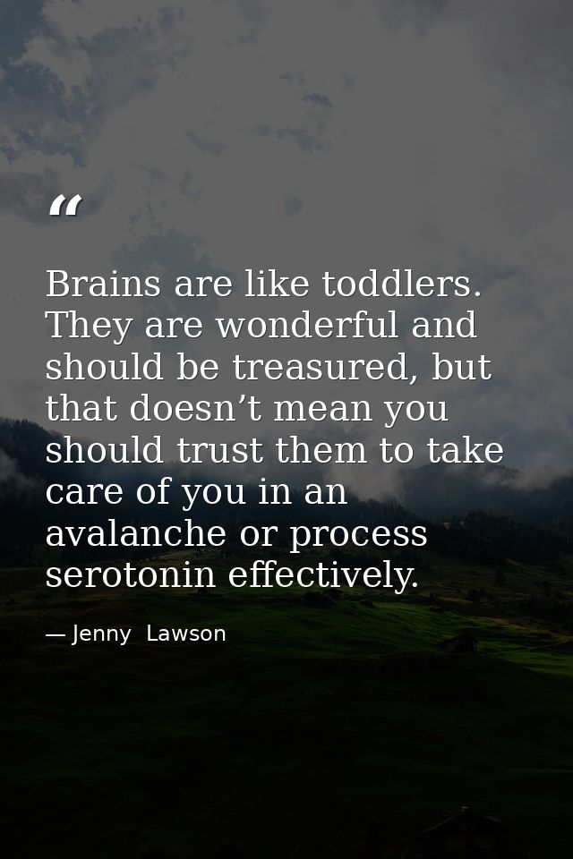 Brains are like toddlers. They are wonderful and should be treasured, but that doesn’t mean you should trust them to tak — Jenny  Lawson