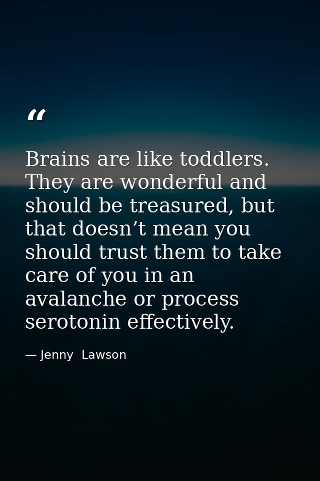 Brains are like toddlers. They are wonderful and should be treasured, but that doesn’t mean you should trust them to tak — Jenny  Lawson