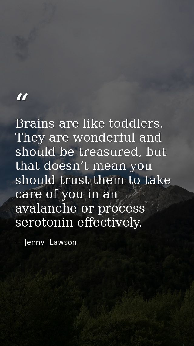 Brains are like toddlers. They are wonderful and should be treasured, but that doesn’t mean you should trust them to tak — Jenny  Lawson