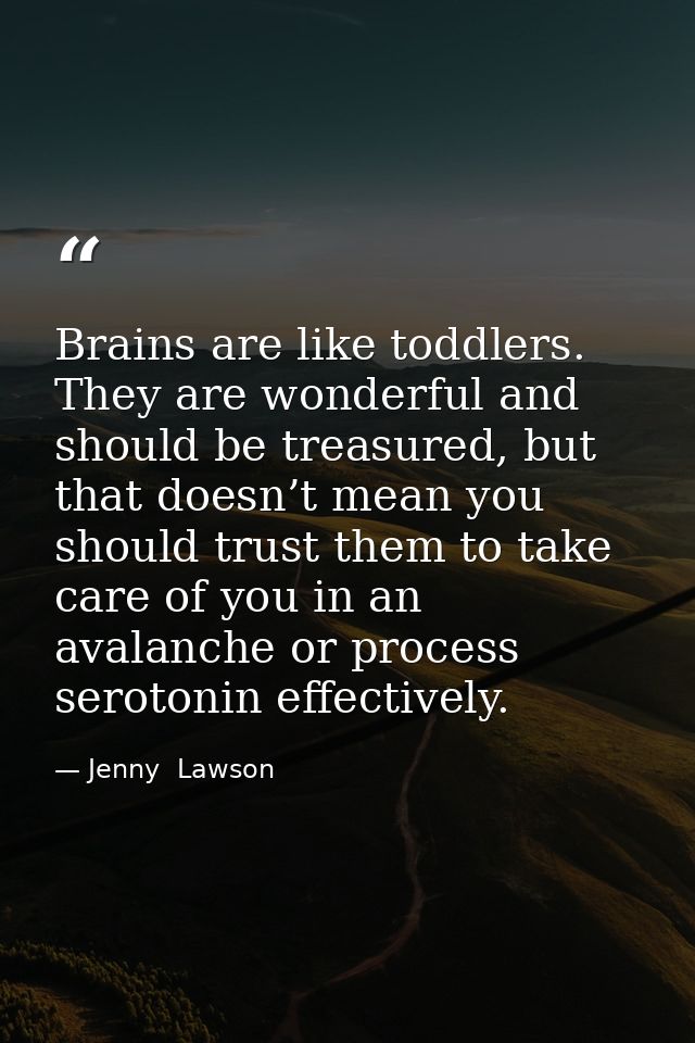 Brains are like toddlers. They are wonderful and should be treasured, but that doesn’t mean you should trust them to tak — Jenny  Lawson