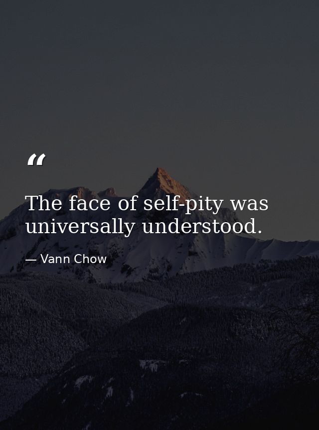The face of self-pity was universally understood. — Vann Chow