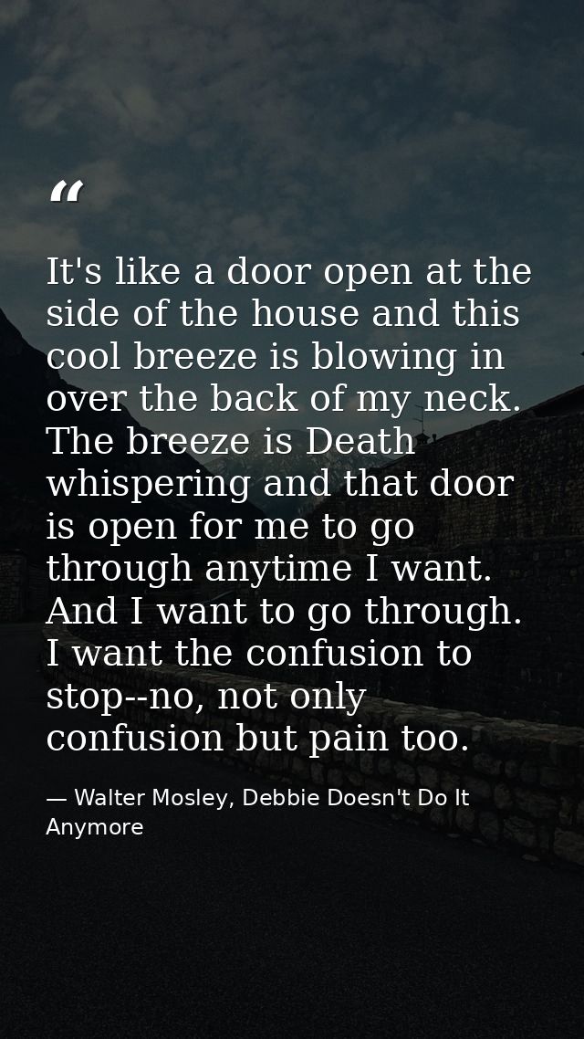 It's like a door open at the side of the house and this cool breeze is blowing in over the back of my neck. The breeze i — Walter Mosley, Debbie Doesn't Do It Anymore