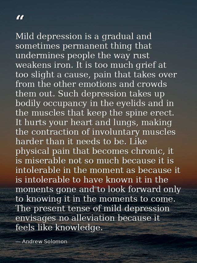 Mild depression is a gradual and sometimes permanent thing that undermines people the way rust weakens iron. It is too m — Andrew Solomon