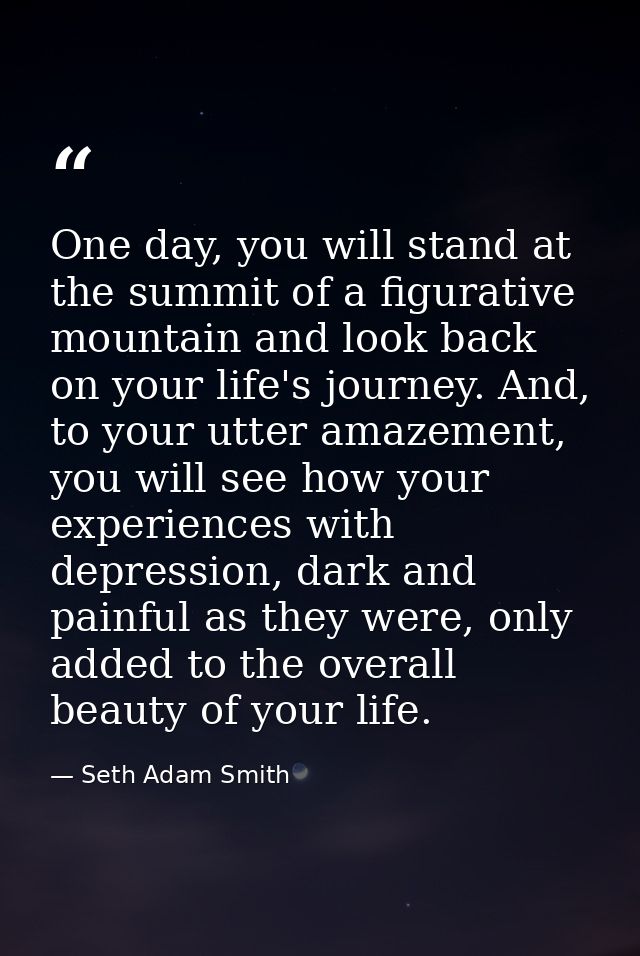 One day, you will stand at the summit of a figurative mountain and look back on your life's journey. And, to your utter  — Seth Adam Smith