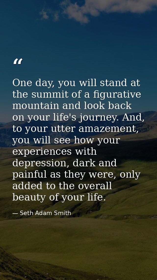 One day, you will stand at the summit of a figurative mountain and look back on your life's journey. And, to your utter  — Seth Adam Smith