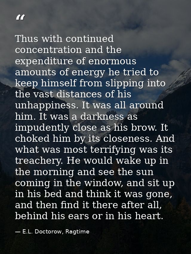 Thus with continued concentration and the expenditure of enormous amounts of energy he tried to keep himself from slippi — E.L. Doctorow, Ragtime