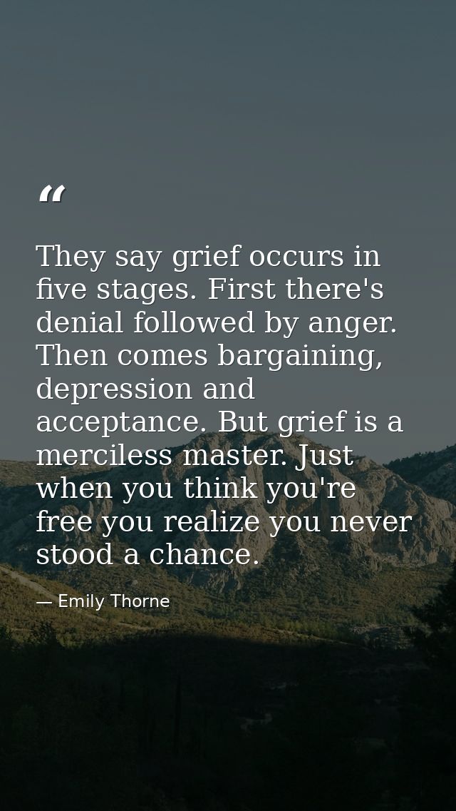 They say grief occurs in five stages. First there's denial followed by anger. Then comes bargaining, depression and acce — Emily Thorne