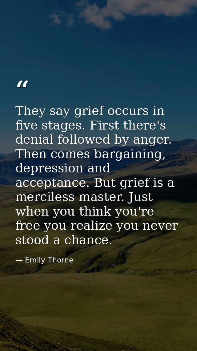 They say grief occurs in five stages. First there's denial followed by anger. Then comes bargaining, depression and acce — Emily Thorne
