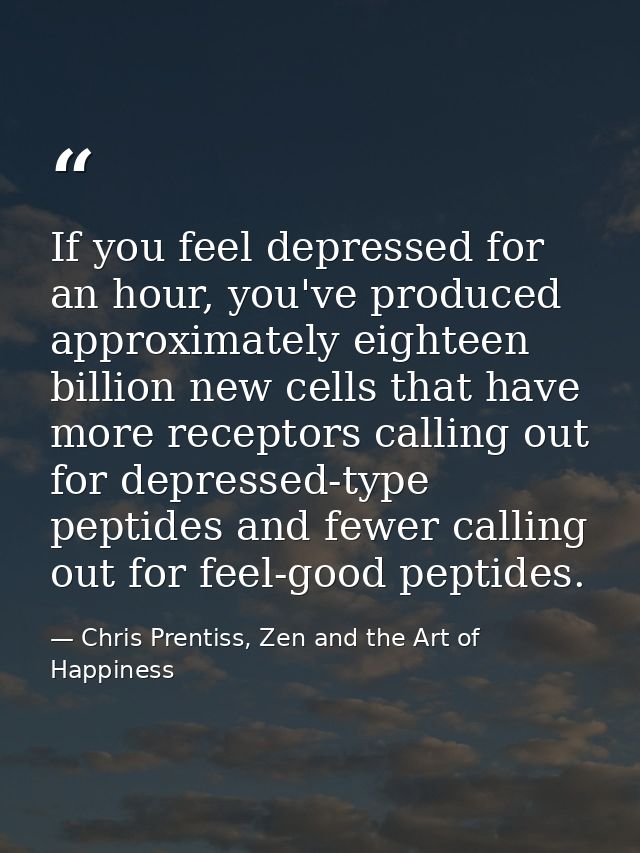 If you feel depressed for an hour, you've produced approximately eighteen billion new cells that have more receptors cal — Chris Prentiss, Zen and the Art of Happiness