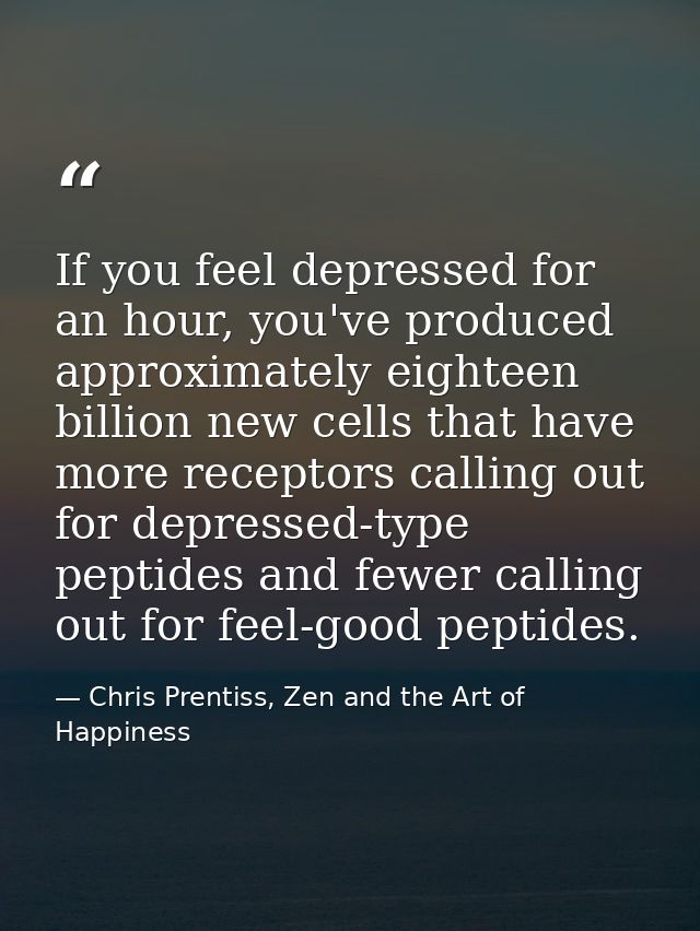If you feel depressed for an hour, you've produced approximately eighteen billion new cells that have more receptors cal — Chris Prentiss, Zen and the Art of Happiness
