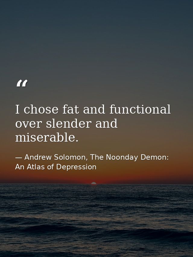 I chose fat and functional over slender and miserable. — Andrew Solomon, The Noonday Demon: An Atlas of Depression