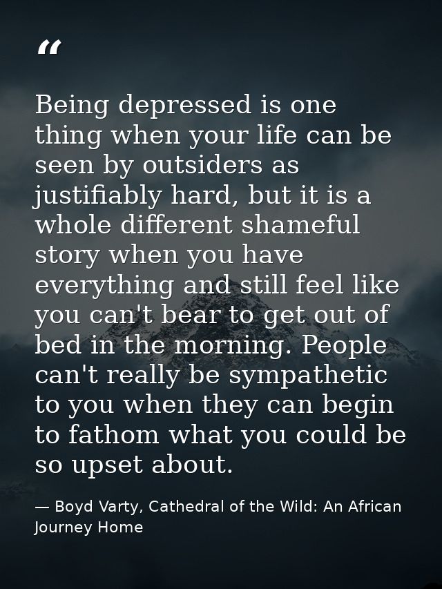 Being depressed is one thing when your life can be seen by outsiders as justifiably hard, but it is a whole different sh — Boyd Varty, Cathedral of the Wild: An African Journey Home
