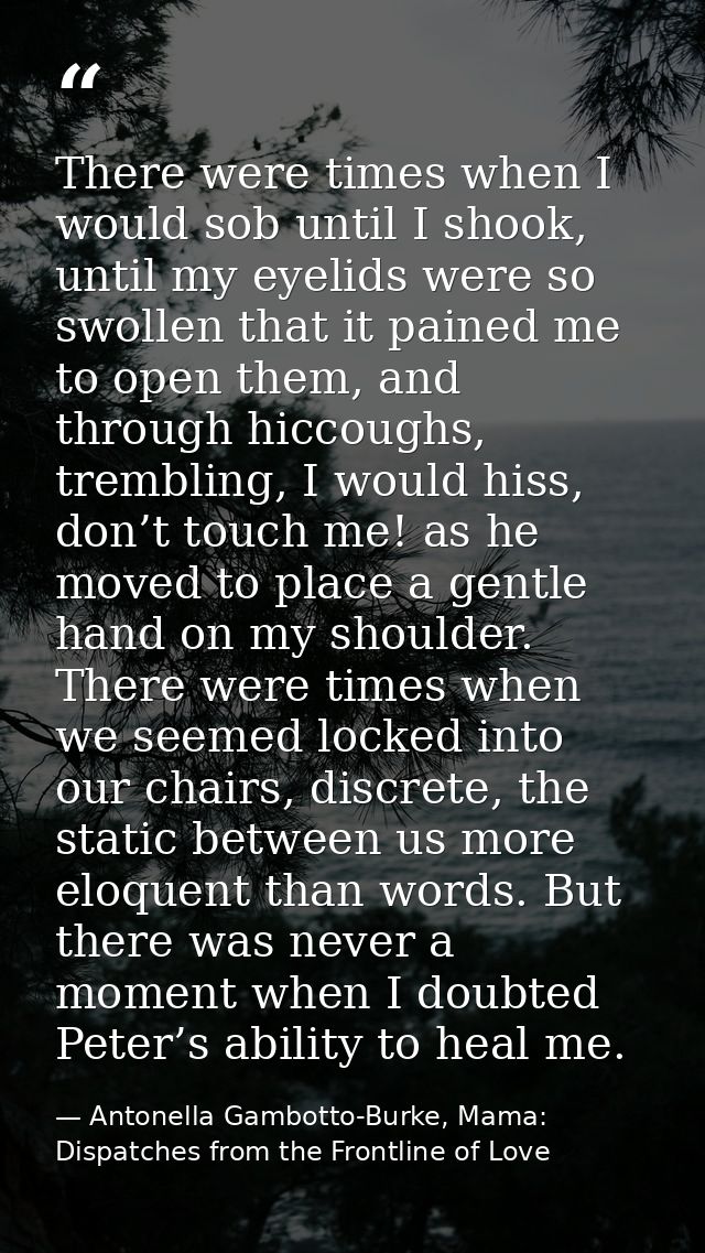 There were times when I would sob until I shook, until my eyelids were so swollen that it pained me to open them, and th — Antonella Gambotto-Burke, Mama: Dispatches from the Frontline of Love