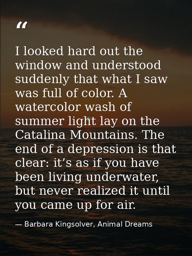 I looked hard out the window and understood suddenly that what I saw was full of color. A watercolor wash of summer ligh — Barbara Kingsolver, Animal Dreams
