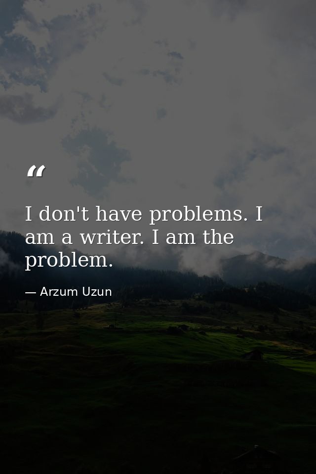 I don't have problems. I am a writer. I am the problem. — Arzum Uzun