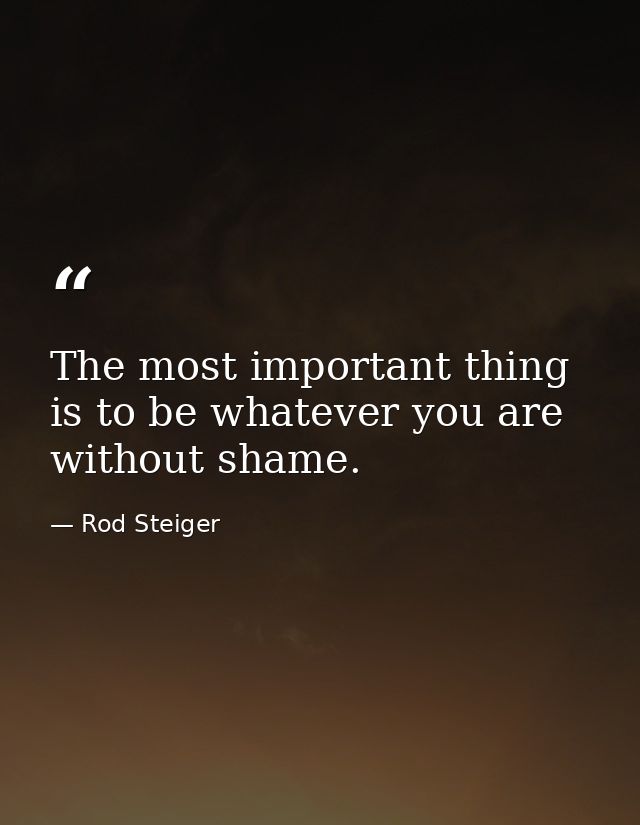 The most important thing is to be whatever you are without shame. — Rod Steiger