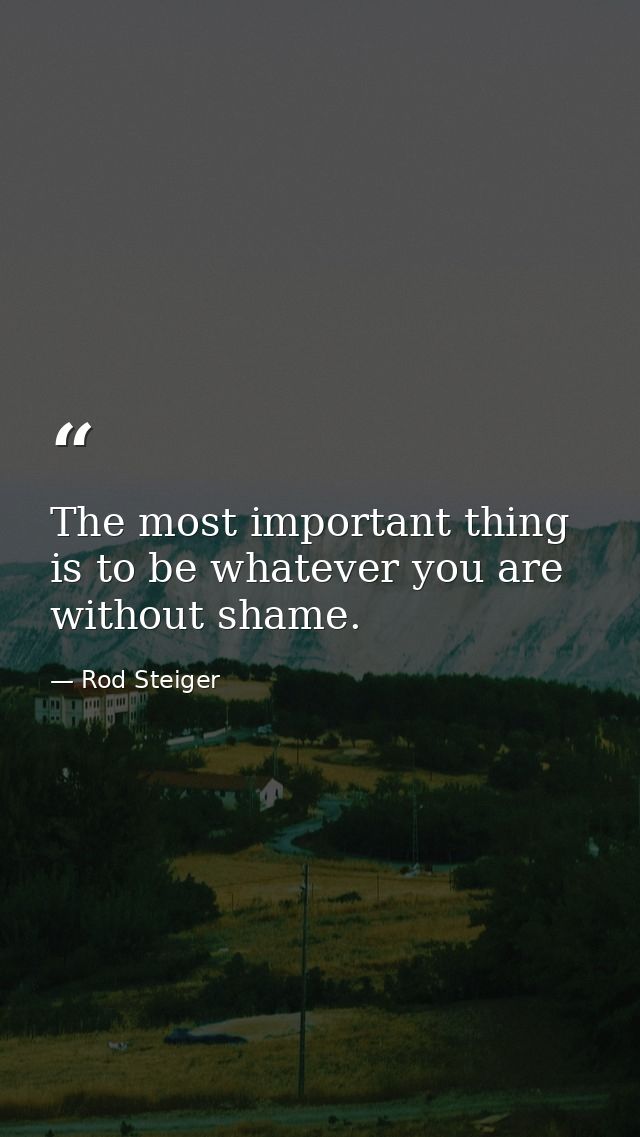 The most important thing is to be whatever you are without shame. — Rod Steiger