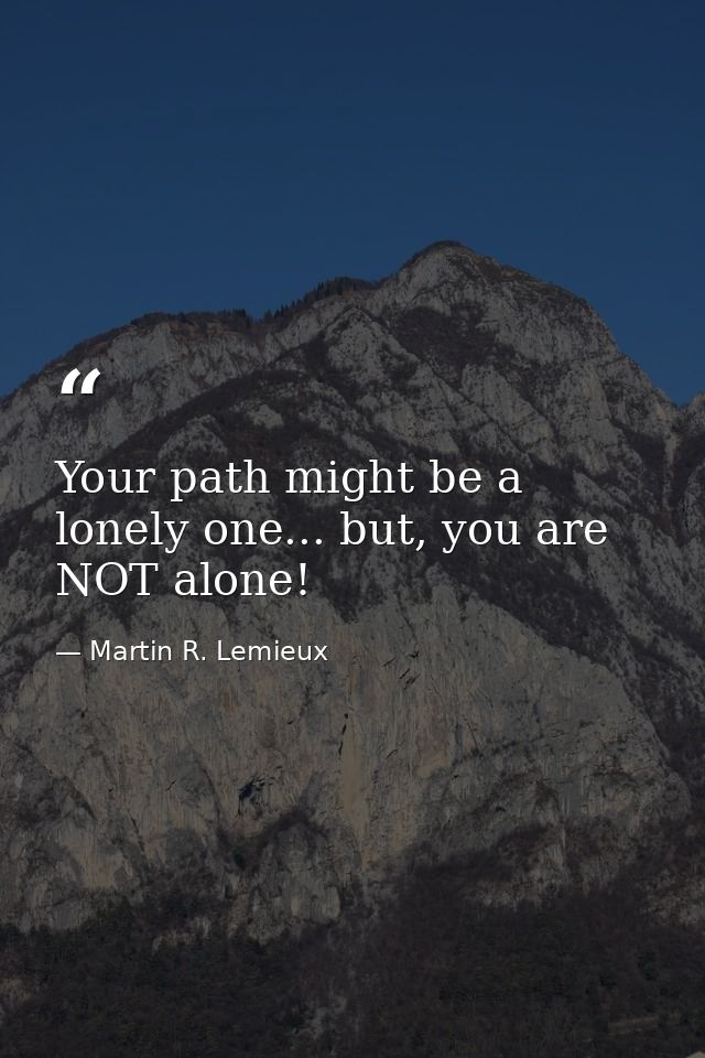 Your path might be a lonely one... but, you are NOT alone! — Martin R. Lemieux
