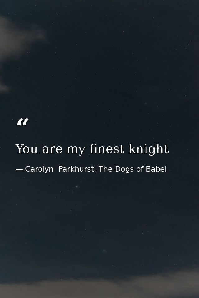 You are my finest knight — Carolyn  Parkhurst, The Dogs of Babel
