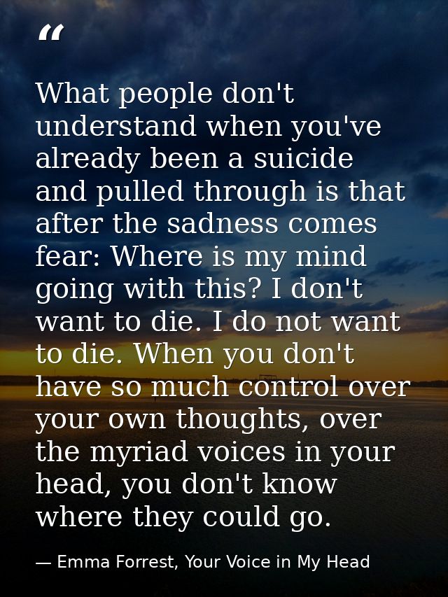 What people don't understand when you've already been a suicide and pulled through is that after the sadness comes fear: — Emma Forrest, Your Voice in My Head