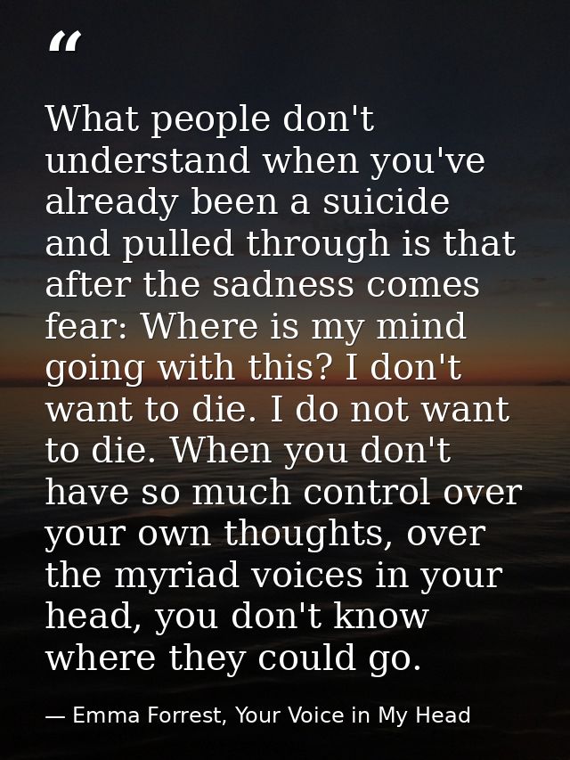 What people don't understand when you've already been a suicide and pulled through is that after the sadness comes fear: — Emma Forrest, Your Voice in My Head