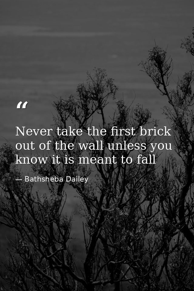 Never take the first brick out of the wall unless you know it is meant to fall — Bathsheba Dailey