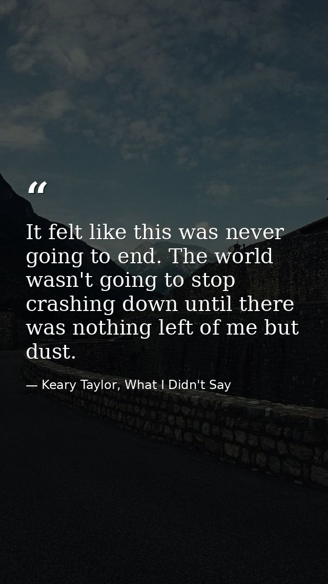 It felt like this was never going to end. The world wasn't going to stop crashing down until there was nothing left of m — Keary Taylor, What I Didn't Say