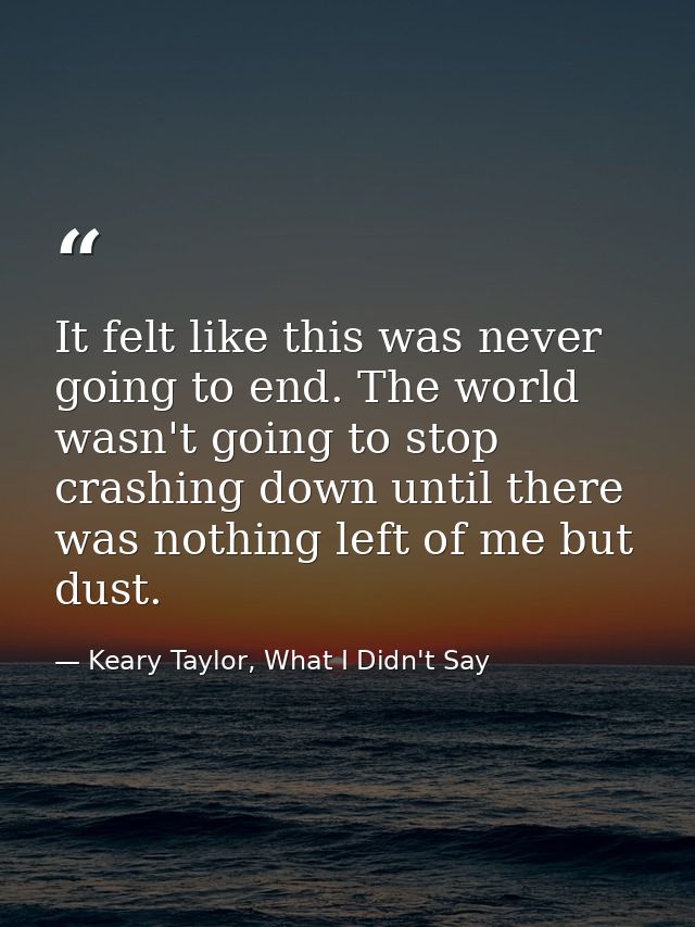 It felt like this was never going to end. The world wasn't going to stop crashing down until there was nothing left of m — Keary Taylor, What I Didn't Say