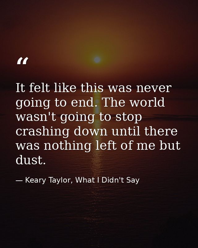 It felt like this was never going to end. The world wasn't going to stop crashing down until there was nothing left of m — Keary Taylor, What I Didn't Say