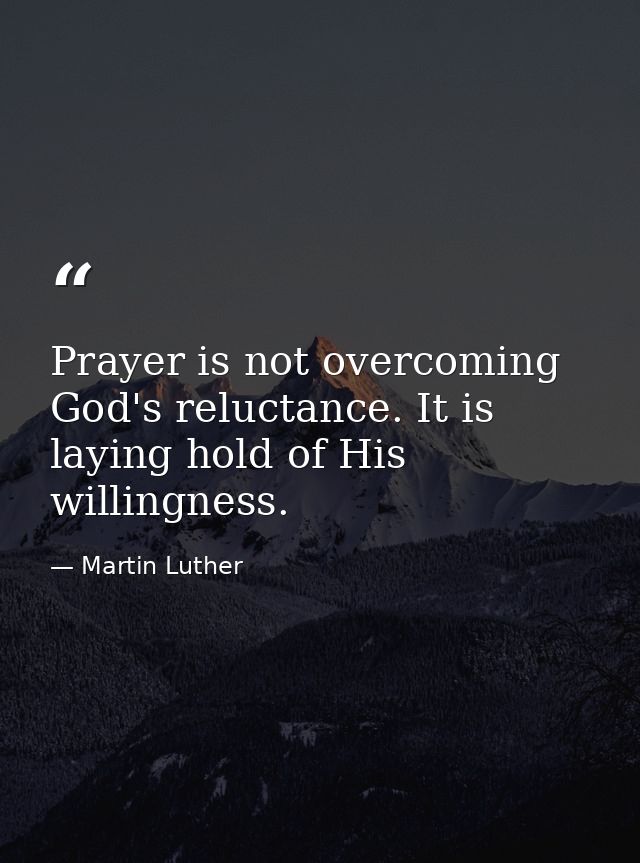 Prayer is not overcoming God's reluctance. It is laying hold of His willingness. — Martin Luther
