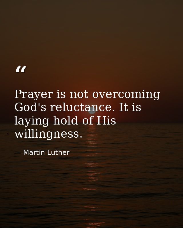 Prayer is not overcoming God's reluctance. It is laying hold of His willingness. — Martin Luther