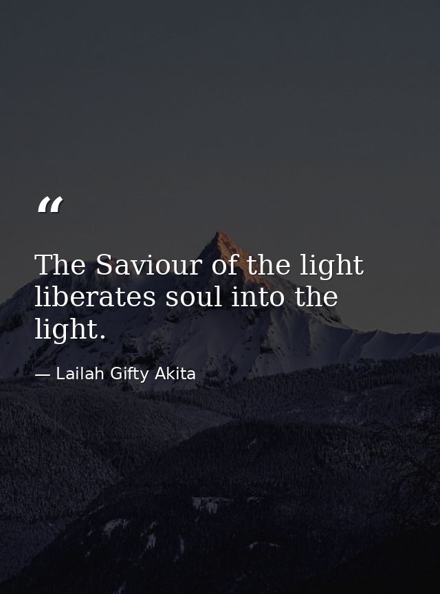 The Saviour of the light liberates soul into the light. — Lailah Gifty Akita