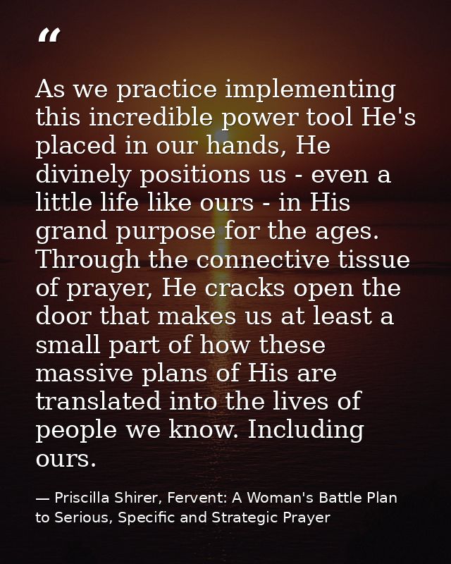 As we practice implementing this incredible power tool He's placed in our hands, He divinely positions us - even a littl — Priscilla Shirer, Fervent: A Woman's Battle Plan to Serious, Specific and Strategic Prayer