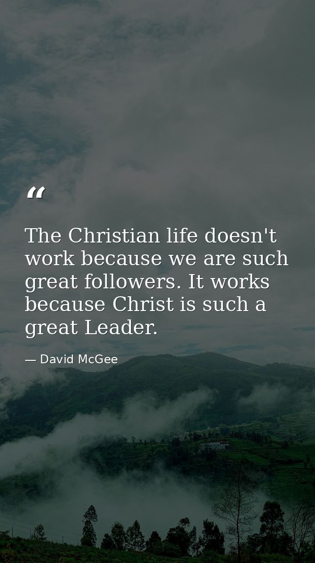 The Christian life doesn't work because we are such great followers. It works because Christ is such a great Leader. — David McGee