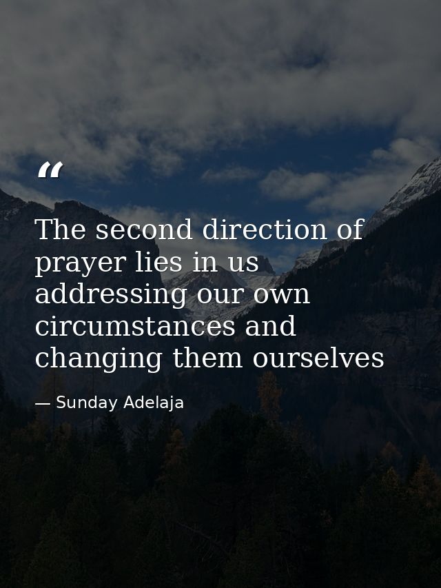 The second direction of prayer lies in us addressing our own circumstances and changing them ourselves — Sunday Adelaja