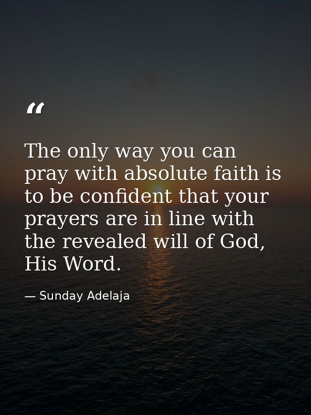 The only way you can pray with absolute faith is to be confident that your prayers are in line with the revealed will of — Sunday Adelaja